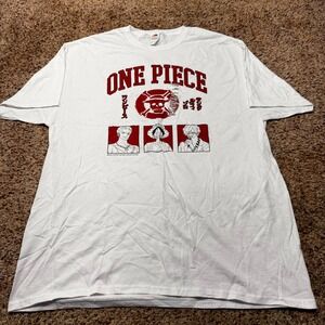 One Piece Anime Graphic T-Shirt Mens XL White Luffy Zoro Sanji Fruit of the Loom